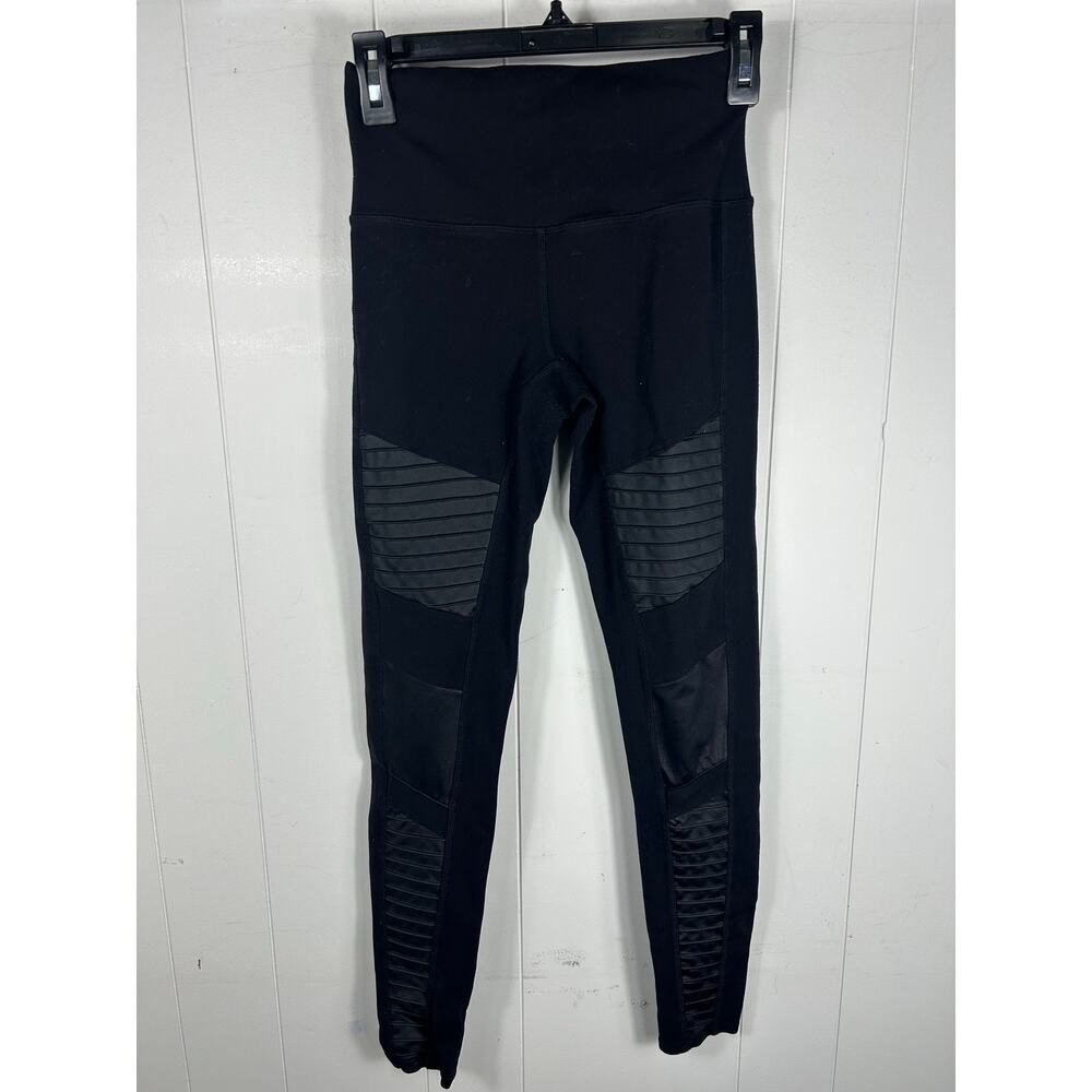 Alo Yoga High Waist Moto Leggings Black Black Glossy Size S - Picture 3 of 5